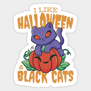 I Love Black Cats and Halloween Sticker